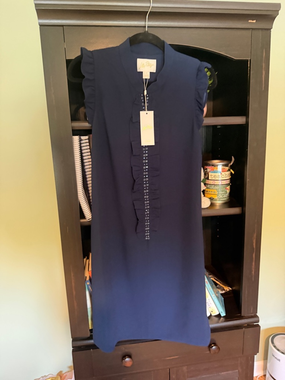 Lilly Pulitzer Navy Ruffle-Front Sleeveless Mini Dress